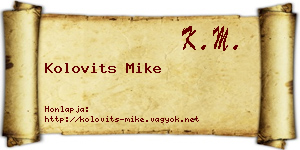 Kolovits Mike névjegykártya